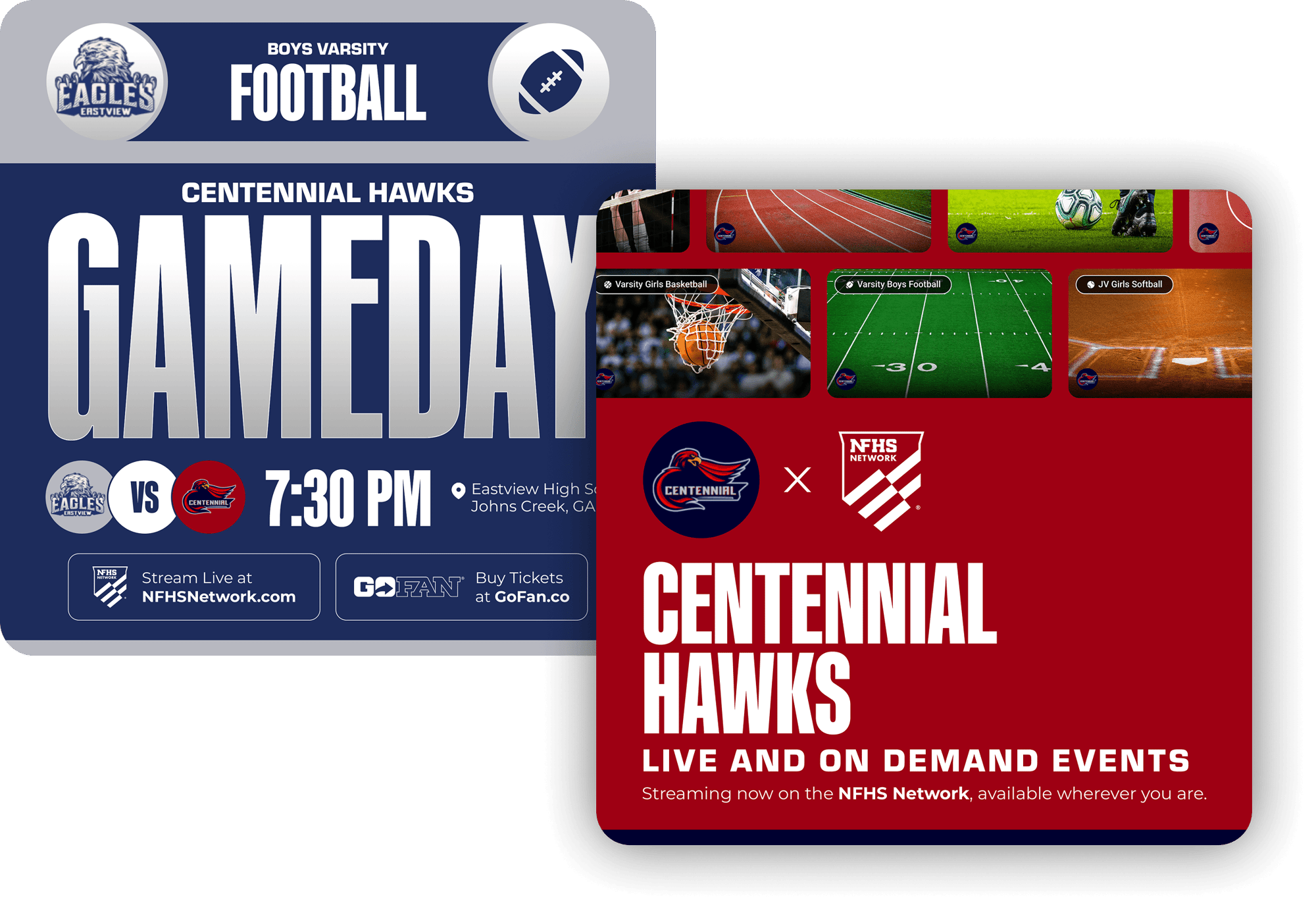 Custom matchup graphics for high school sports