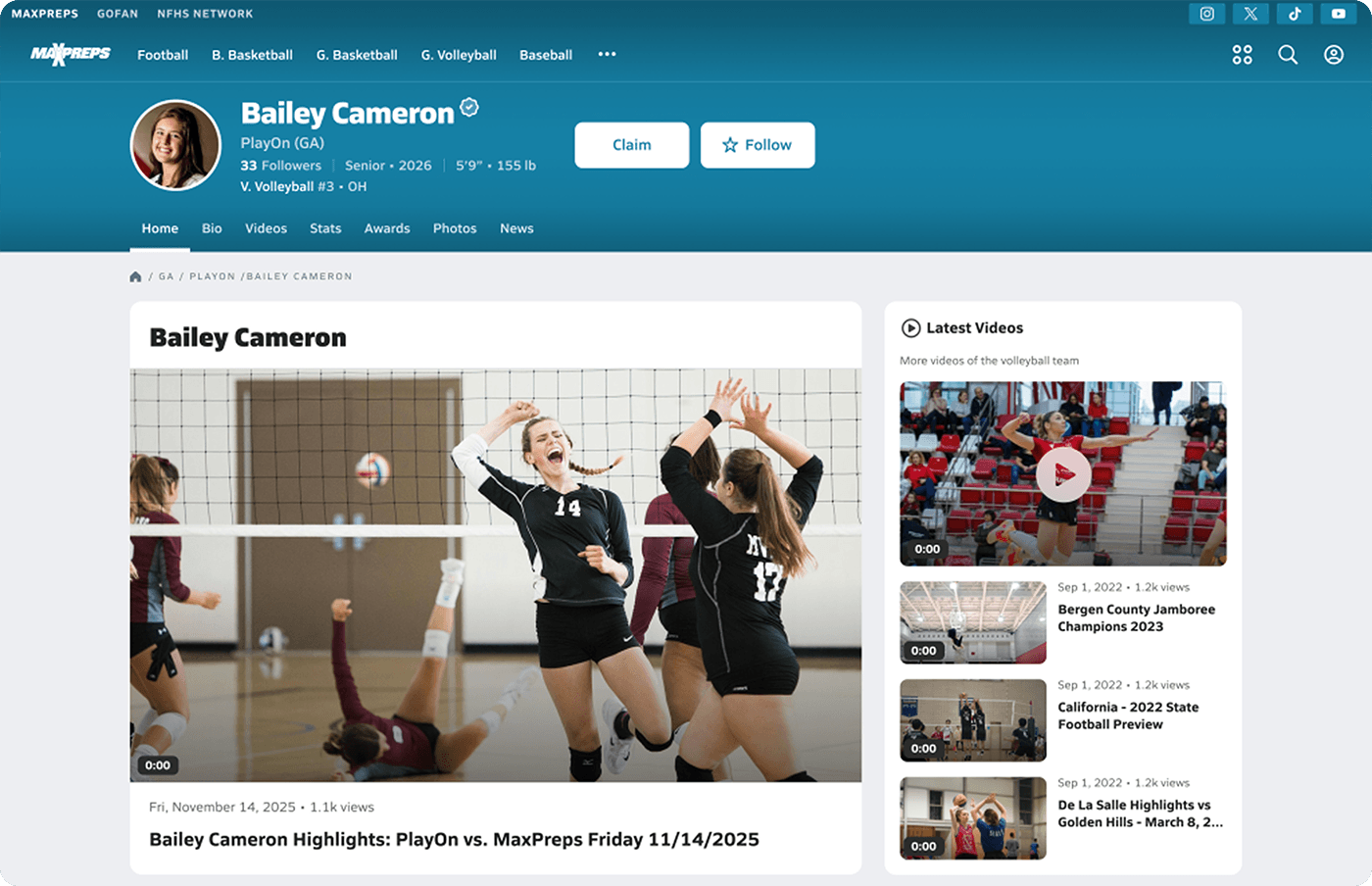 Automated highlights for high school sports