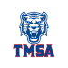 Triangle Math & Science Academy Athletic Logo: illustration of a tiger in blue and white with the letters TMSA below the tiger